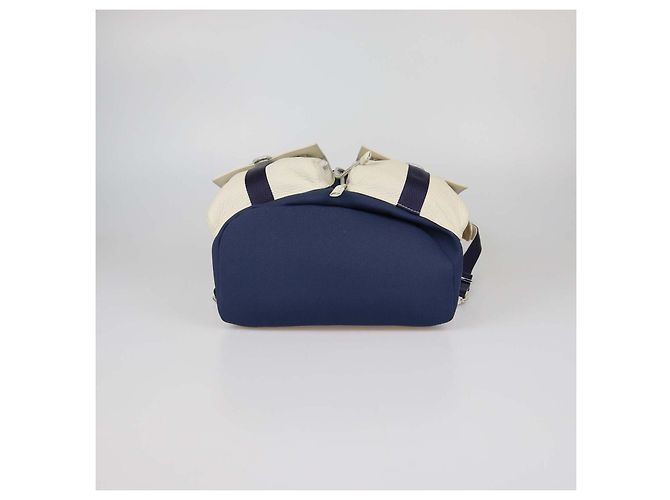 Mochila de cordón Brunello Cucinelli Kids en cuero y nailon Ivory/Blue Azul Crudo - vista 4
