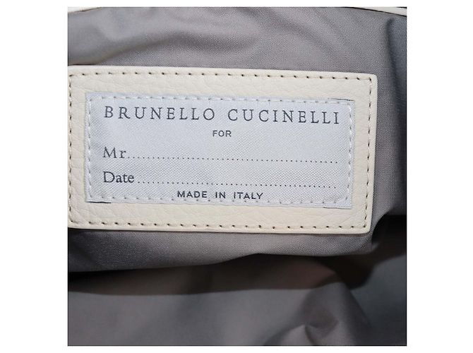 Mochila de cordón Brunello Cucinelli Kids en cuero y nailon Ivory/Blue Azul Crudo - vista 5