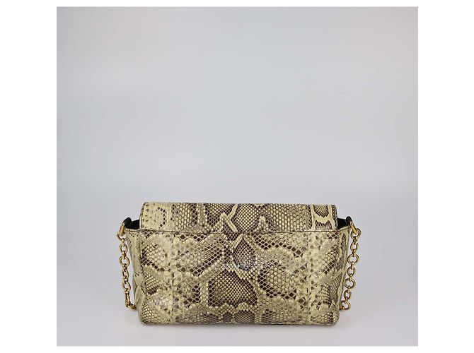 Sac à rabat en python crème Dolce & Gabbana Écru - vue 3