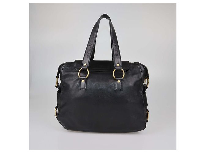 Yves Saint Laurent Rive Gauche Tote aus schwarzem Leder - Ansicht 3