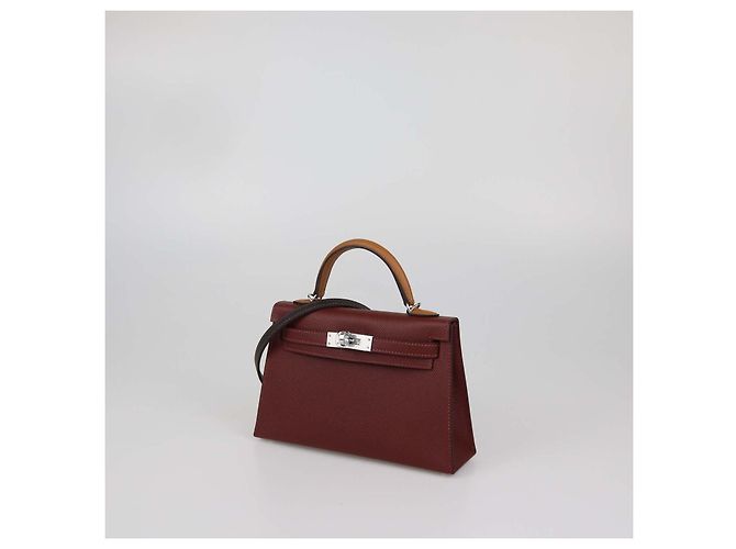 Hermès Rouge H, pelle Epsom Gold Mini Kelly Sellier II Bag Marrone Rosso - vista 2