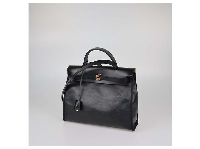 Hermès Borsa Hermes Herbag Zip Sellier 31 in canvas rivestito nero e pelle - vista 4