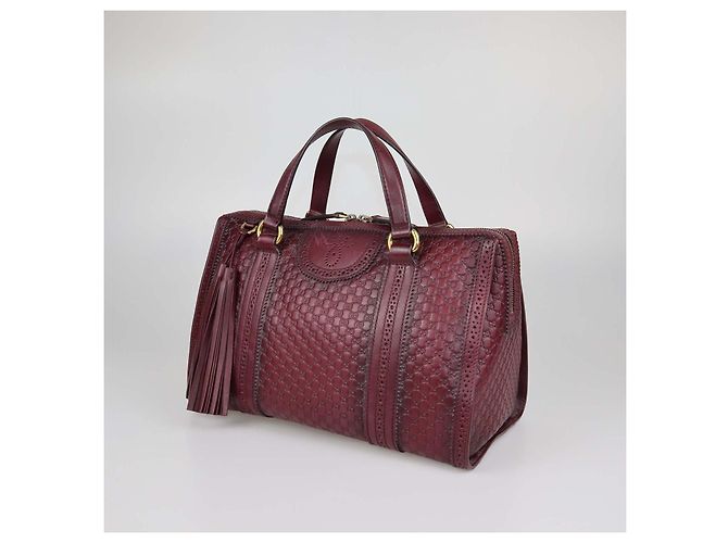 Borsa Boston Gucci Duilio Brogue in pelle Microguccissima bordeaux Rosso - vista 2