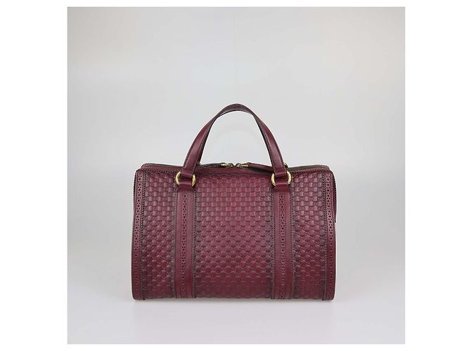 Borsa Boston Gucci Duilio Brogue in pelle Microguccissima bordeaux Rosso - vista 3