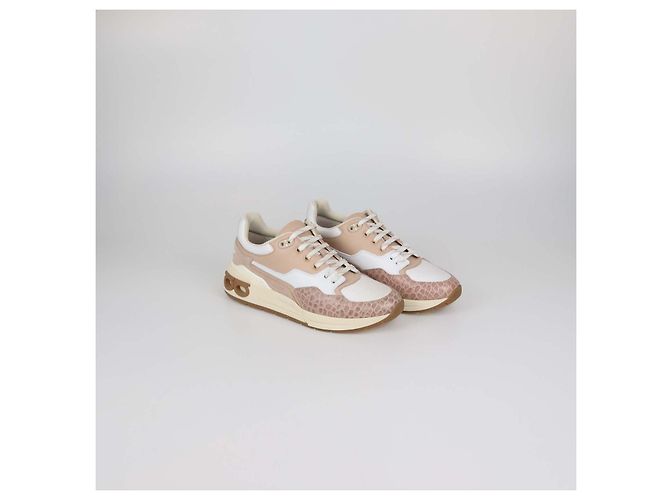 Sneakers basse Cosma in pelle e mesh beige/bianco Salvatore Ferragamo - vista 2