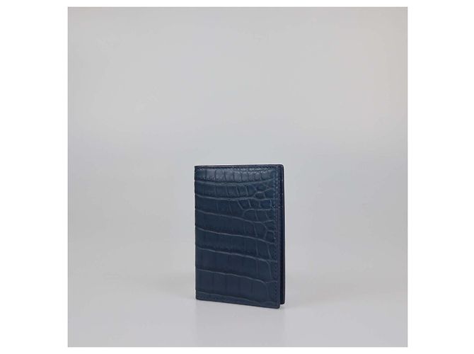 Bottega Veneta Tarjetero vertical de cocodrilo azul Azul marino - vista 2