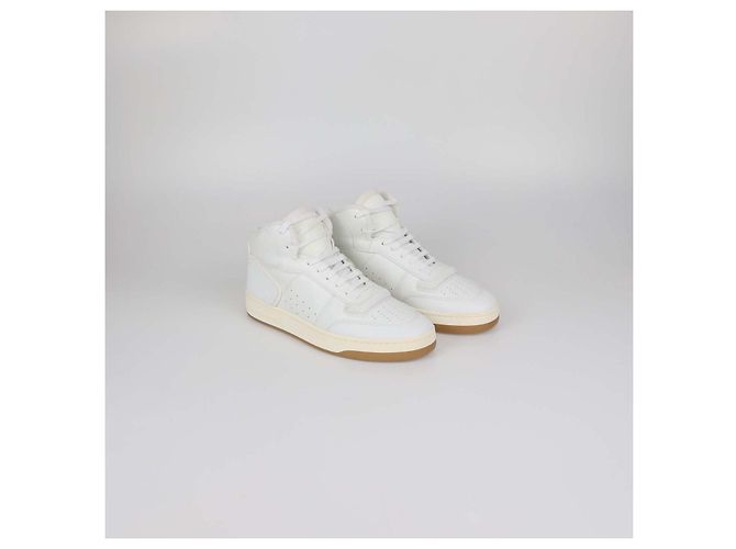 Sneakers alte SL 80 Saint Laurent in pelle bianca e tessuto Bianco - vista 2
