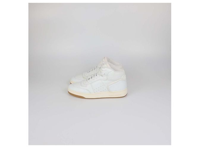 Sneakers alte SL 80 Saint Laurent in pelle bianca e tessuto Bianco - vista 4