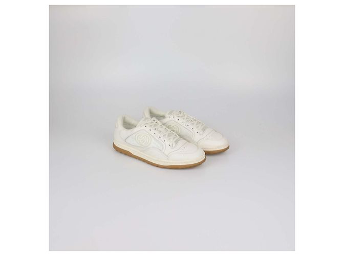 Sneakers basse Gucci Mac80 in pelle e tessuto Off White Bianco - vista 2