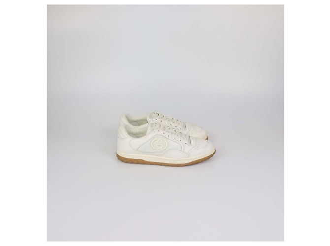 Sneakers basse Gucci Mac80 in pelle e tessuto Off White Bianco - vista 3