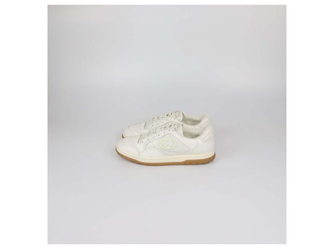 Sneakers basse Gucci Mac80 in pelle e tessuto Off White Bianco - vista 4