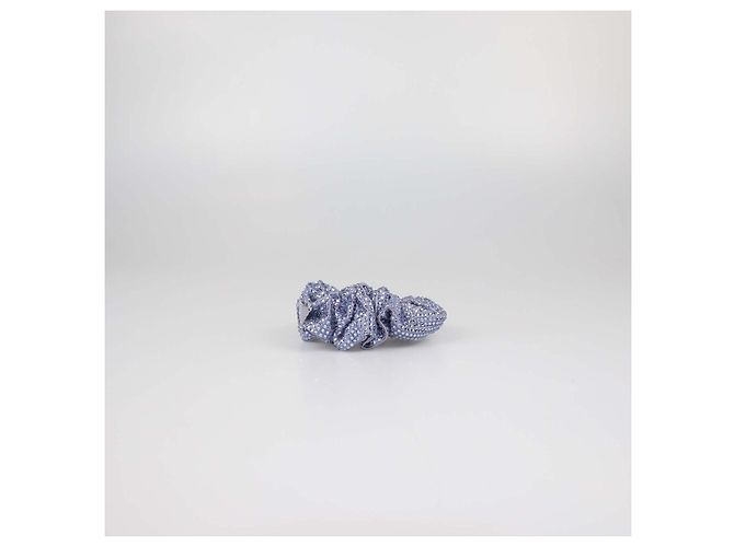 Scrunchie Prada in raso blu con strass Porpora - vista 2