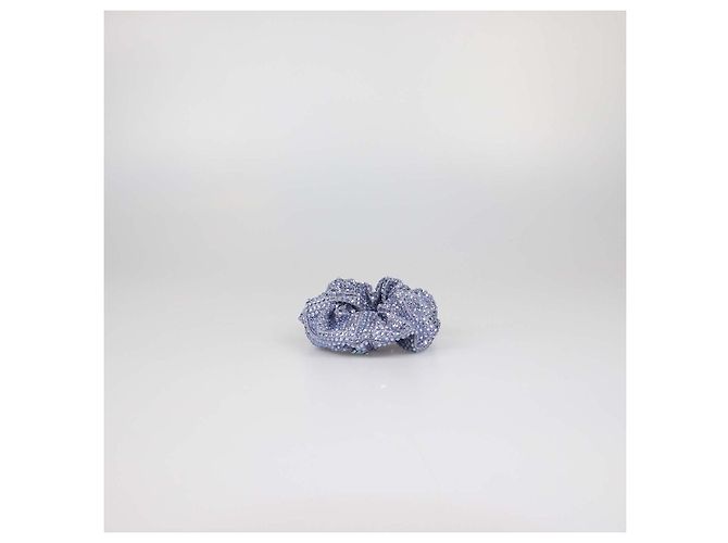 Scrunchie Prada in raso blu con strass Porpora - vista 3
