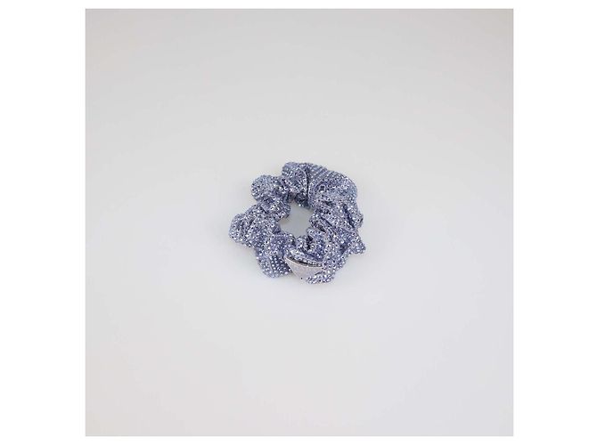 Scrunchie Prada in raso blu con strass Porpora - vista 4