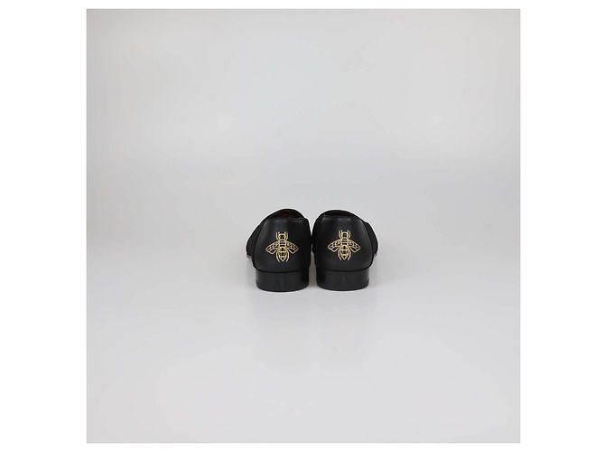 Mocassini Gucci in velluto e pelle nera con stampa Bee e motivo GG Nero - vista 5
