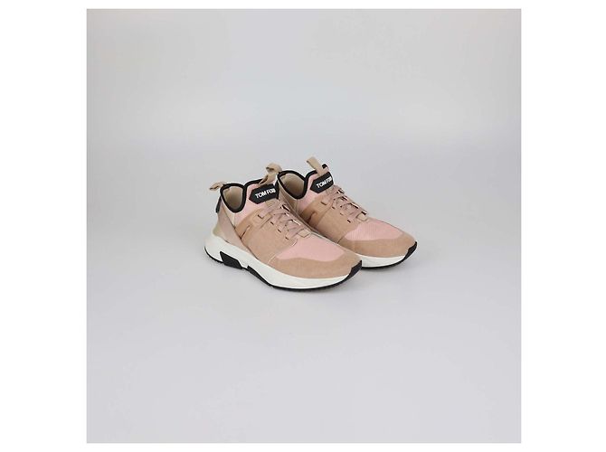 Sneaker Jago Tom Ford in mesh rosa e camoscio - vista 2