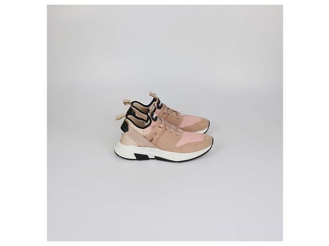 Sneaker Jago Tom Ford in mesh rosa e camoscio - vista 3