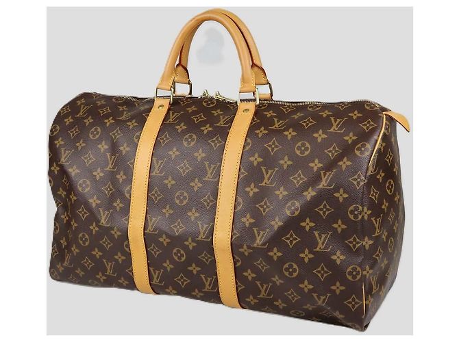 Borsa Louis Vuitton Monogram Canvas Keepall 50 Marrone - vista 2