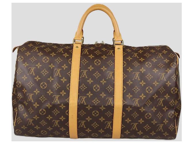 Borsa Louis Vuitton Monogram Canvas Keepall 50 Marrone - vista 3