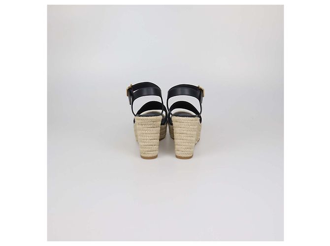 Sandali espadrillas con zeppa Dway in tela blu navy Christian Dior Nero - vista 5
