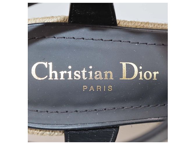 Sandali espadrillas con zeppa Dway in tela blu navy Christian Dior Nero - vista 6