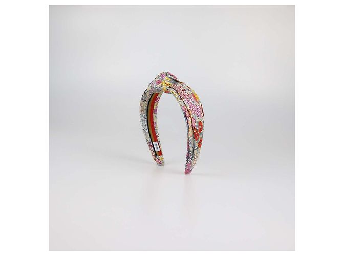 Hermès Hermes Multicolor Silk Planifleurs Print Knot Bloom Stirnband Beige - Ansicht 4