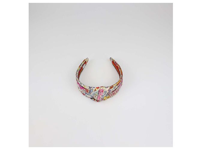 Hermès Hermes Multicolor Silk Planifleurs Print Knot Bloom Stirnband Beige - Ansicht 5