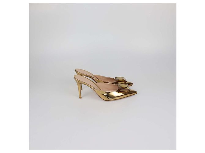 Mules Jaipur in pelle dorata e cristalli Gianvito Rossi D'oro - vista 3