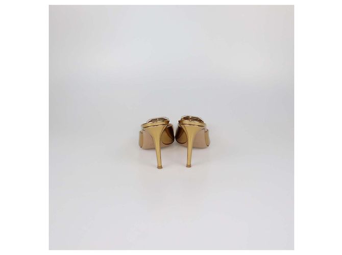 Mules Jaipur in pelle dorata e cristalli Gianvito Rossi D'oro - vista 5
