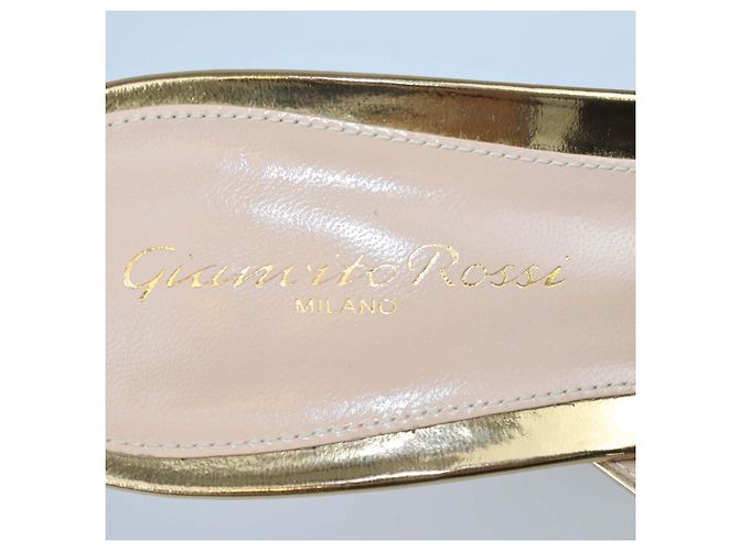 Mules Jaipur in pelle dorata e cristalli Gianvito Rossi D'oro - vista 6