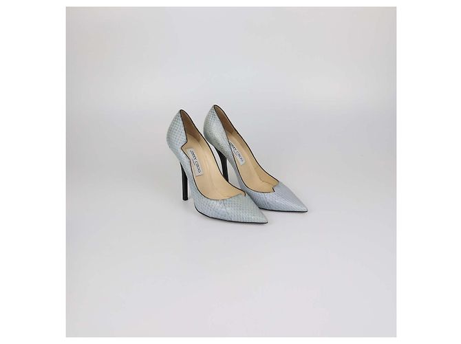 Décolleté a punta in pelle pitone grigia Jimmy Choo Grigio - vista 2