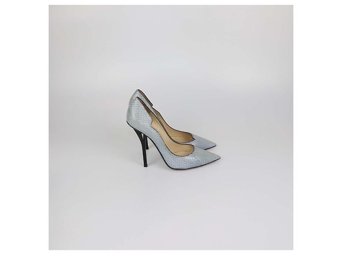 Décolleté a punta in pelle pitone grigia Jimmy Choo Grigio - vista 3