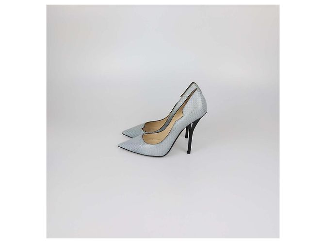 Décolleté a punta in pelle pitone grigia Jimmy Choo Grigio - vista 4