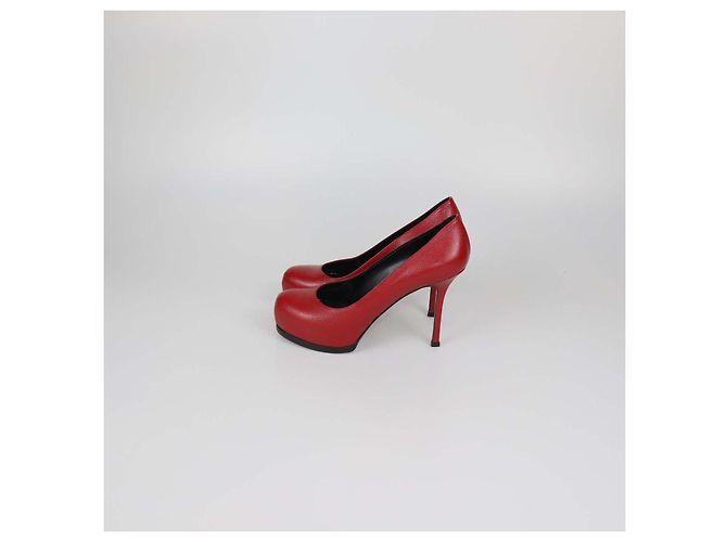 Escarpins à plateforme Tribtoo en cuir rouge Saint Laurent - vue 4