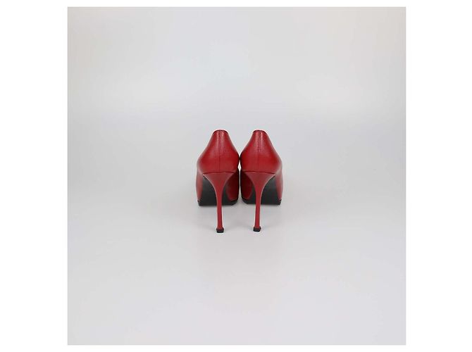 Escarpins à plateforme Tribtoo en cuir rouge Saint Laurent - vue 5
