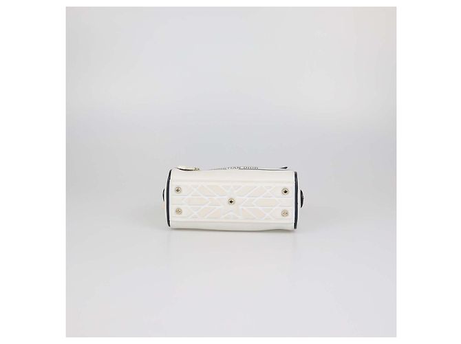 Borsa Bowling Micro Dior Vibe in pelle bianca/blu navy Christian Dior Bianco - vista 4