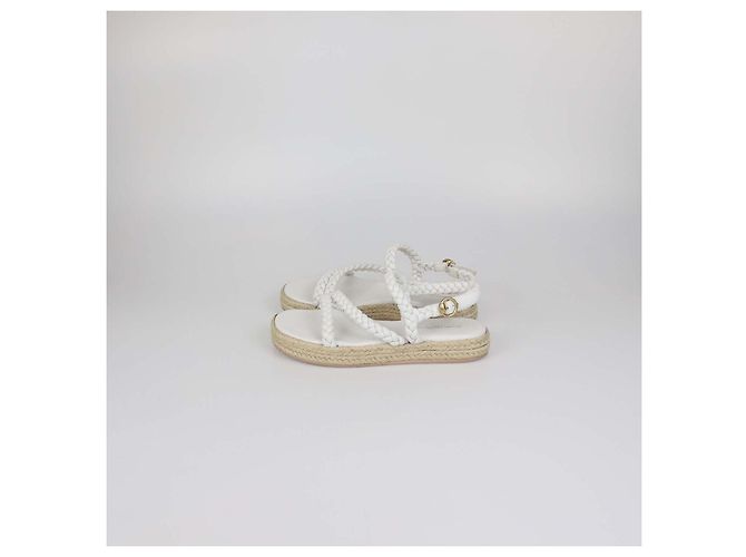 Sandali Espadrillas con Zeppa in Pelle Intrecciata Bianca Gianvito Rossi Bianco - vista 4