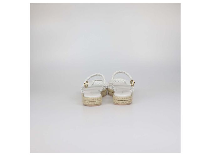 Sandali Espadrillas con Zeppa in Pelle Intrecciata Bianca Gianvito Rossi Bianco - vista 5