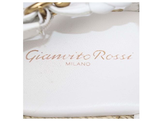 Sandali Espadrillas con Zeppa in Pelle Intrecciata Bianca Gianvito Rossi Bianco - vista 6