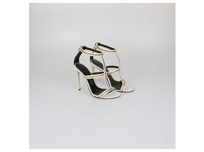 Sandali con cinturino alla caviglia e dettaglio zip in pelle bianca Tom Ford Bianco - vista 2