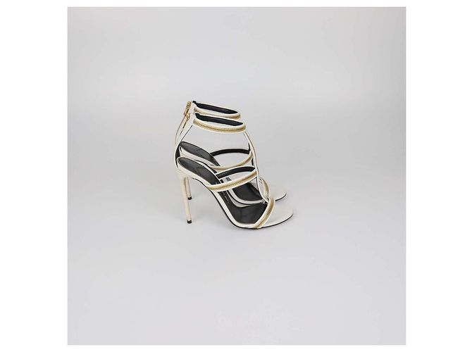 Sandali con cinturino alla caviglia e dettaglio zip in pelle bianca Tom Ford Bianco - vista 3