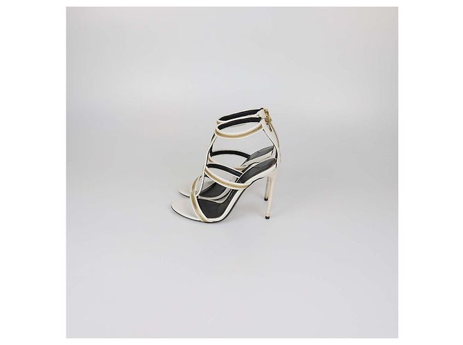 Sandali con cinturino alla caviglia e dettaglio zip in pelle bianca Tom Ford Bianco - vista 4
