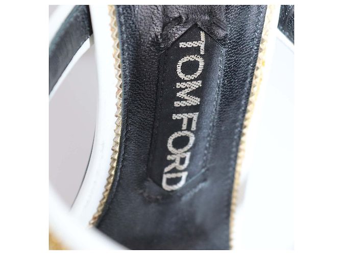 Sandali con cinturino alla caviglia e dettaglio zip in pelle bianca Tom Ford Bianco - vista 6