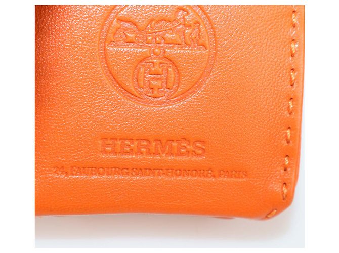 Hermès Ciondolo Shopping Bag in pelle arancione - vista 4