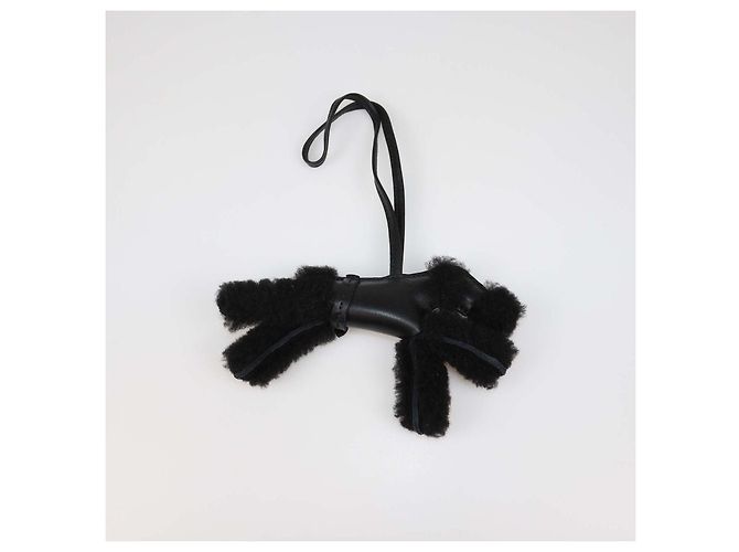 Hermès Charm Budy in lana e shearling nero - vista 2