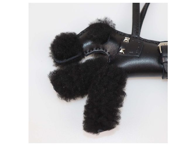 Hermès Charm Budy in lana e shearling nero - vista 3