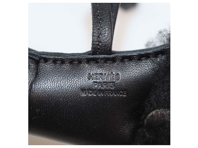 Hermès Charm Budy in lana e shearling nero - vista 4