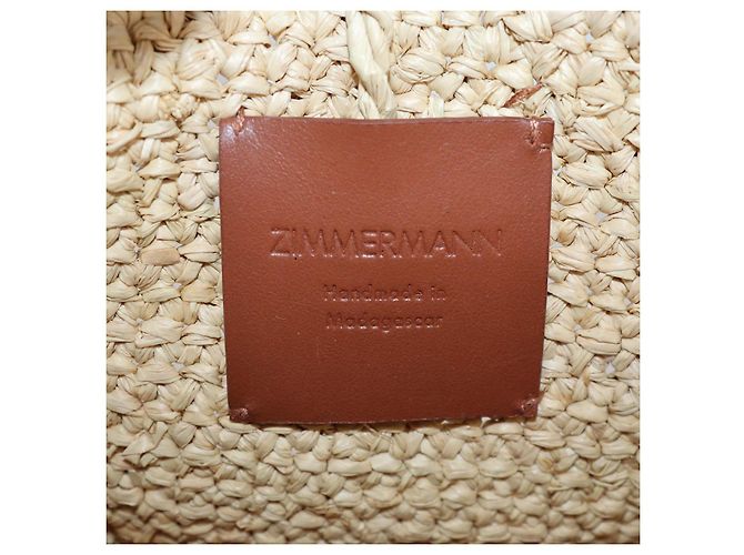 Zimmermann Tote Small Goldentime in rafia naturale con volant Beige - vista 5