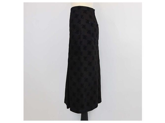 Minifalda plisada Fendi en denim negro Karligraphy FF - vista 2