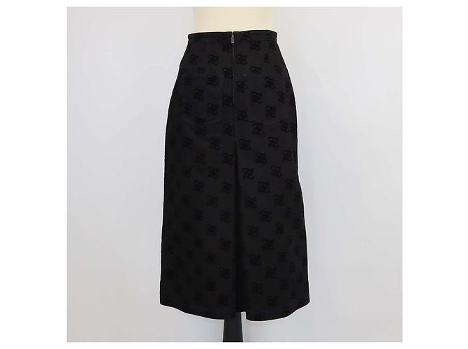 Minifalda plisada Fendi en denim negro Karligraphy FF - vista 3